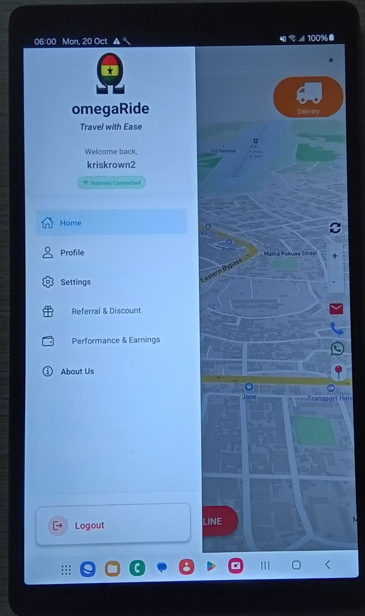 omegaRide App Interface